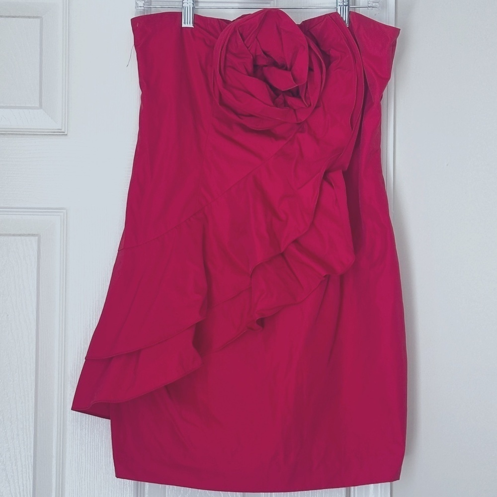 Pearl By Georgina Chapman of Marchesa Red Rosette Formal Cocktail Dress Size 12